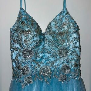 Turquoise/blue ballgown prom dress